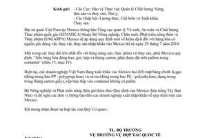 Công văn 6033/BNN-HTQT 2014 quy định mới của Mexico kiểm dịch động thực vật