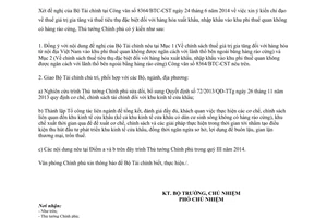 Công văn 5776/VPCP-KTTH 2014 thực hiện 72/2013/QĐ-TTg chính sách tài chính khu kinh tế cửa khẩu