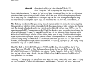 Công văn 1398/QLCL-CL1 2014 mã số hải quan sản phẩm thủy sản xuất khẩu vào EU