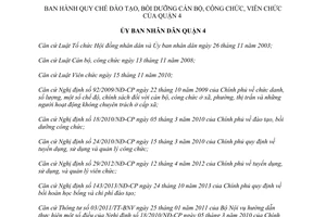 Quyết định 02/2014/QĐ-UBND Quy chế đào tạo bồi dưỡng cán bộ công chức viên chức Quận 4 Hồ Chí Minh