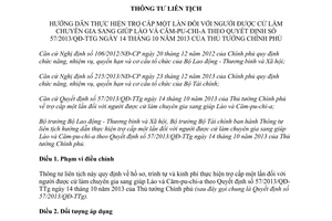 Thông tư liên tịch 17/2014/TTLT-BLĐTBXH-BTC trợ cấp một lần người được cử chuyên gia Lào Cămpuchia