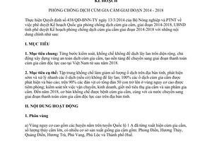 Kế hoạch 86/KH-UBND phòng chống dịch cúm gia cầm Thừa Thiên Huế 2014 2018