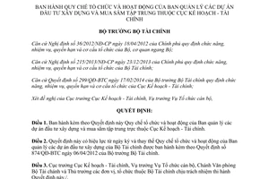 Quyết định 1889/QĐ-BTC 2014 Quy chế tổ chức hoạt động Ban quản lý dự án đầu tư xây dựng