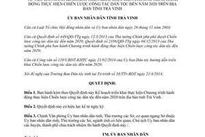 Quyết định 1241/QĐ-UBND Chương trình hành động thực hiện chiến lược công tác dân tộc Trà Vinh 2014