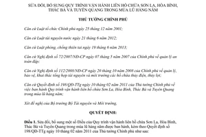 Quyết định 1287/QĐ-TTg 2014 sửa đổi Quy trình vận hành liên hồ chứa Sơn La Hòa Bình Thác Bà Tuyên Quang