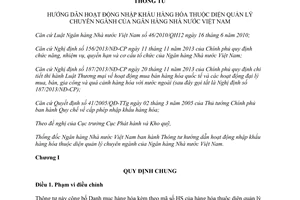 Thông tư 18/2014/TT-NHNN hướng dẫn nhập khẩu hàng hóa Ngân hàng Nhà nước Việt Nam