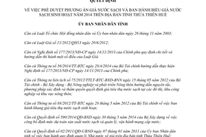 Quyết định 44/2014/QĐ-UBND Phương án giá nước sạch Biểu giá nước sạch 2014 Thừa Thiên Huế