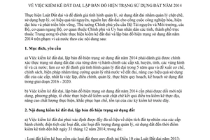 Chỉ thị 21/CT-TTg 2014 kiểm kê đất đai lập bản đồ hiện trạng sử dụng đất 2014