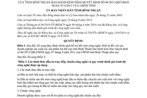 Quyết định 33/2014/QĐ-UBND sửa đổi hỗ trợ đổi mới công nghệ thiết bị doanh nghiệp sản xuất sản phẩm lợi thế Bình Thuận