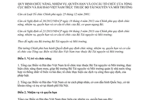 Quyết định 43/2014/QĐ-TTg nhiệm vụ quyền hạn cơ cấu tổ chức Tổng cục Biển Hải đảo Việt Nam