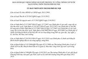 Quyết định 32/2014/QĐ-UBND chính sách hỗ trợ đầu tư công trình cấp nước sạch nông thôn Hà Nội