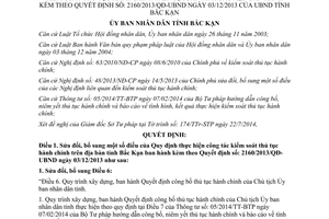 Quyết định 12/2014/QĐ-UBND sửa đổi kiểm soát thủ tục hành chính Bắc Kạn 2160/2013/QĐ-UBND