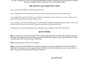 Quyết định 2526/QĐ-UBND 2014 thủ tục hành chính bãi bỏ ban quản lý GPMB phát triển quỹ đất Bình Định