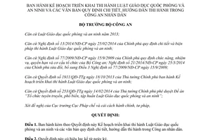 Quyết định 4405/QĐ-BCA-V19 2014 triển khai Luật Giáo dục quốc phòng an ninh