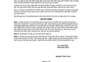 Quyết định 1262/QĐ-UBND 2014 thủ tục hành chính sửa đổi bãi bỏ Ban Quản lý Khu Kinh tế Trà Vinh