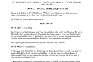 Quyết định 827/QĐ-BHXH 2014 chức năng nhiệm vụ quyền hạn cơ cấu Ban Tuyên truyền Bảo hiểm xã hội