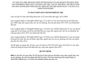 Quyết định 4140/QĐ-UBND 2014 sửa đổi đào tạo thí điểm công chức nguồn làm việc tại xã Hà Nội 3087/QĐ-UBND