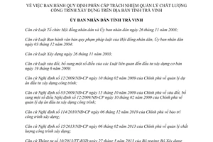 Quyết định 17/2014/QĐ-UBND phân cấp trách nhiệm quản lý chất lượng công trình xây dựng Trà Vinh