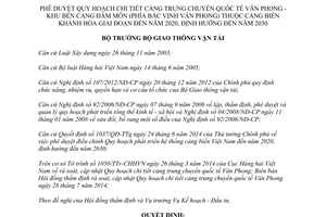 Quyết định 2972/QĐ-BGTVT 2014 Quy hoạch cảng trung chuyển quốc tế Vân Phong bến cảng Đầm Môn