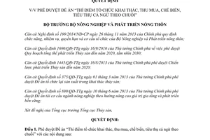Quyết định 3465/QĐ-BNN-TCTS 2014 tổ chức khai thác thu mua chế biến tiêu thụ cá ngừ theo chuỗi