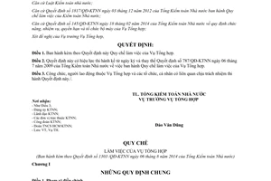 Quyết định 1303/QĐ-KTNN 2014 Quy chế làm việc Vụ Tổng hợp