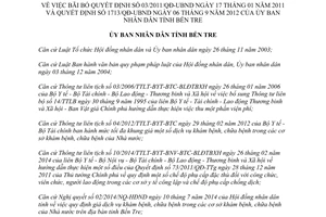 Quyết định 1533/QĐ-UBND 2014 bãi bỏ 03/2011/QĐ-UBND và 1713/QĐ-UBND giá khám chữa bệnh Bến Tre