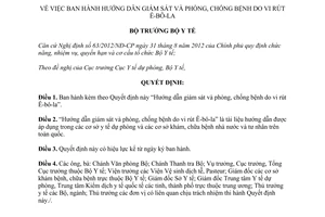 Quyết định 2914/QĐ-BYT 2014 hướng dẫn giám sát phòng chống bệnh do vi rút Ê-bô-la