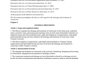 Decree No. 80/2014/ND-CP on the drainage and treatment of wastewater