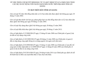 Quyết định 30/2014/QĐ-UBND phân cấp quyết định đầu tư lựa chọn nhà thầu dự án sử dụng vốn ngân sách An Giang