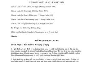 Nghị định 80/2014/NĐ-CP thoát nước và xử lý nước thải