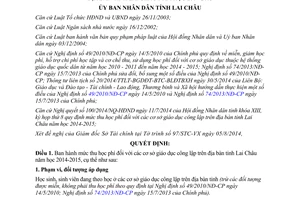 Quyết định 23/2014/QĐ-UBND thu học phí cơ sở giáo dục công lập Lai Châu năm học 2014 2015