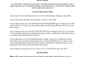 Quyết định 50/2014/QĐ-UBND điều chỉnh mức giá dịch vụ khám chữa bệnh Nhà nước Thừa Thiên Huế