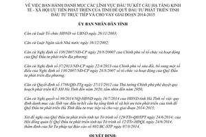 Quyết định 36/2014/QĐ-UBND đầu tư kết cấu hạ tầng kinh tế xã hội Quỹ Đầu tư phát triển tỉnh cho vay 2014 2015 Hà Tĩnh