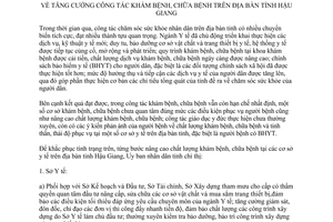 Chỉ thị 04/2014/CT-UBND tăng cường công tác khám chữa bệnh Hậu Giang