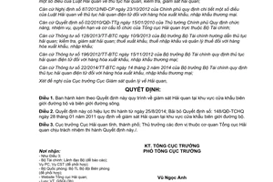 Quyết định 2344/QĐ-TCHQ 2014 Quy trình Giám sát hải quan cửa khẩu biên giới đường bộ sông