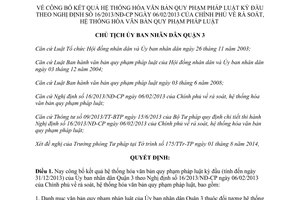 Quyết định 191/QĐ-UBND 2014 hệ thống hóa văn bản quy phạm pháp luật Quận 3 Hồ Chí Minh