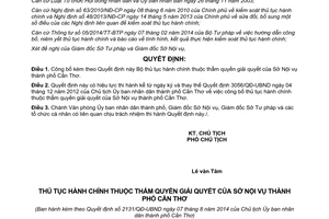 Quyết định 2131/QĐ-UBND 2014 công bố thủ tục hành chính mới Sở Nội vụ Cần Thơ
