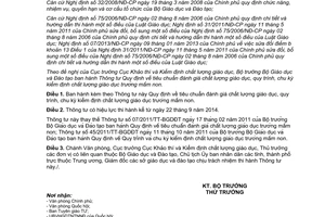 Thông tư 25/2014/TT-BGDĐT tiêu chuẩn đánh giá chất lượng giáo dục quy trình kiểm định chất lượng mầm non