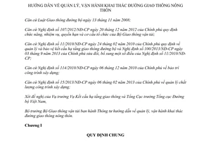 Thông tư 32/2014/TT-BGTVT hướng dẫn quản lý vận hành khai thác đường giao thông nông thôn