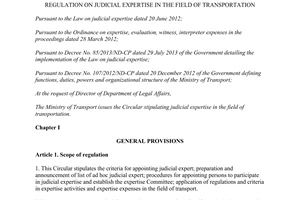 Circular No . 33/2014/TT-BGTVT regulation on judicial expertise in the field of transportation