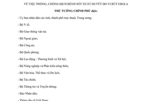 Công điện 1392/CĐ-TTg 2014 phòng chống dịch bệnh sốt xuất huyết do vi rút Ebola