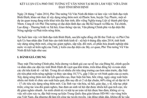 Thông báo 319/TB-VPCP 2014 buổi làm việc lãnh đạo Bình Định