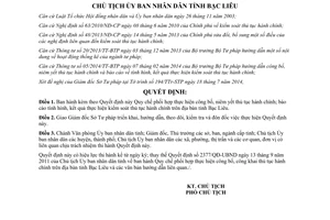 Quyết định 1244/QĐ-UBND 2014 Quy chế phối hợp công bố niêm yết báo cáo kết quả thủ tục hành chính Bạc Liêu