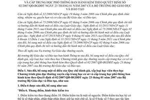 Thông tư 26/2014/TT-BGDĐT sửa đổi Quy chế đánh giá xếp loại học viên giáo dục thường xuyên 02/2007/QĐ-BGDĐT