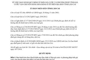 Quyết định 2188/QĐ-UBND 2014 đơn giá phương pháp tính giá cước vận chuyển hàng hóa bằng ô tô Lào Cai