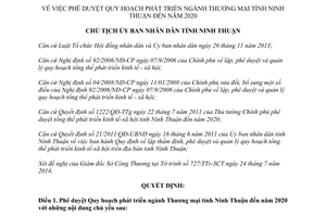 Quyết định 1589/QĐ-UBND phát triển ngành thương mại Ninh Thuận