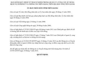 Quyết định 27/2014/QĐ-UBND quản lý cung cấp sử dụng dịch vụ Internet Tiền Giang