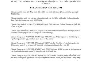 Quyết định 31/2014/QĐ-UBND thu phí khai thác sử dụng tài liệu đất đai Đồng Nai