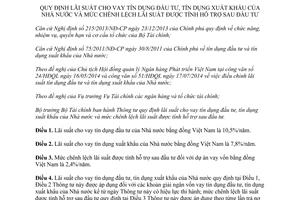 Thông tư 108/2014/TT-BTC lãi suất cho vay tín dụng đầu tư tín dụng xuất khẩu Nhà nước mức chênh lệch lãi suất