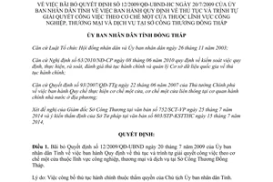 Quyết định 751/QĐ-UBND-HC 2014 bãi bỏ 12/2009/QĐ-UBND cơ chế một cửa Sở Công Thương Đồng Tháp